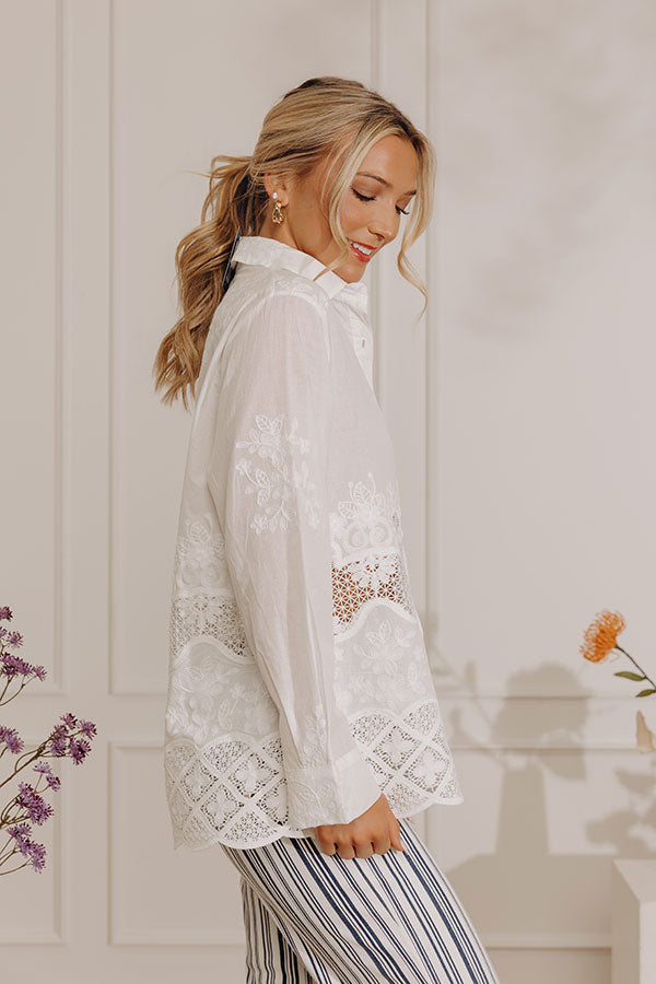 Villa Views Embroidered Button Up Top