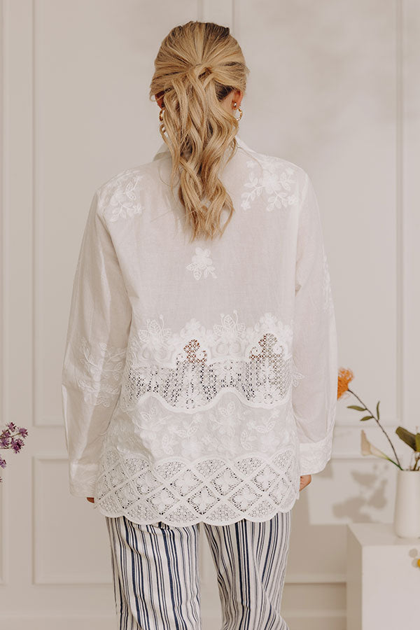 Villa Views Embroidered Button Up Top