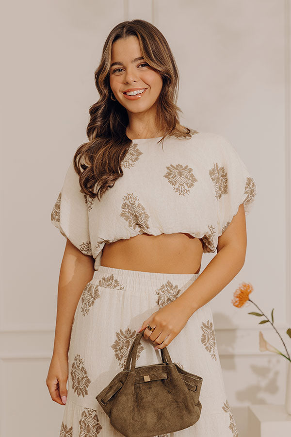 Vacay Babe Linen-Blend Crop Top