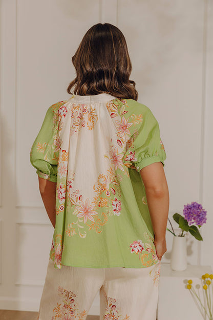Tuscany Charm Floral Button Up Top