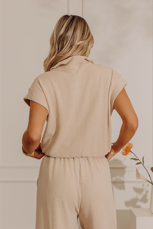 Travel Plans Chic Knit Quarter Zip Top in Oatmeal