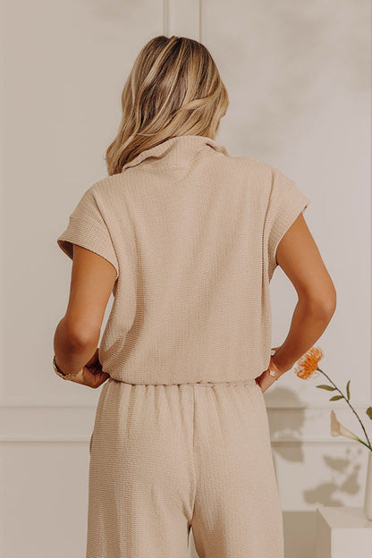 Travel Plans Chic Knit Quarter Zip Top in Oatmeal