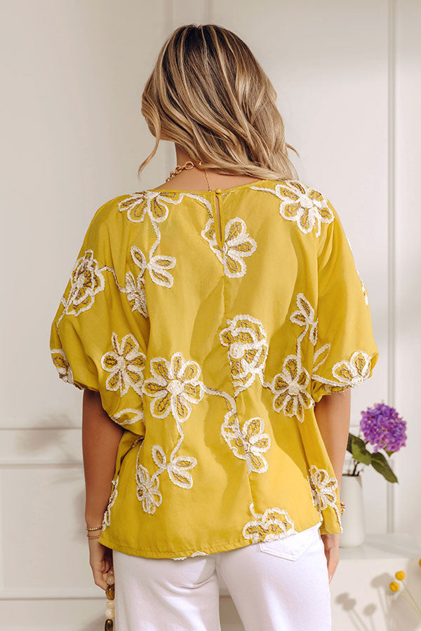 Sweet Daydream Floral Embroidered Top in Mustard