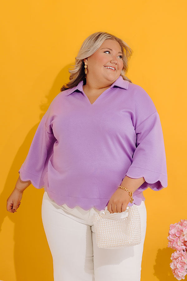 Classic Ambition Scalloped Top in Lavender Curves