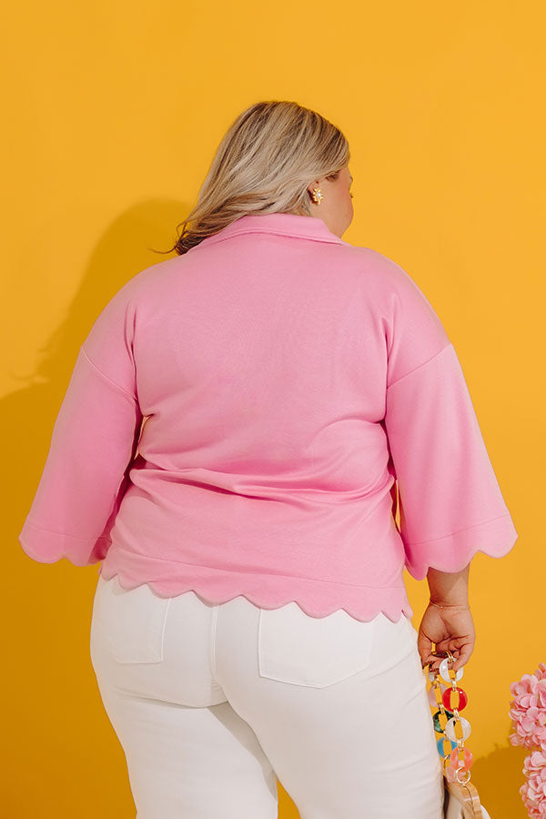 Classic Ambition Scalloped Top in Bubblegum Pink Curves