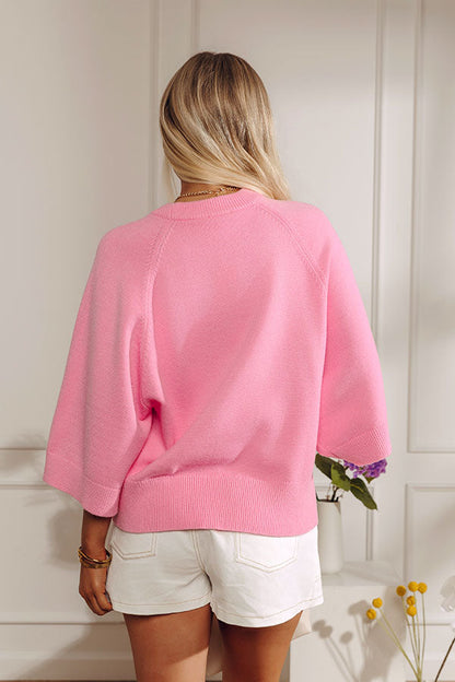 Coffee Shop Cuddles Knit Sweater Top in Bubblegum Pink