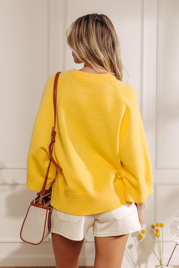 Coffee Shop Cuddles Knit Sweater Top in Yellow