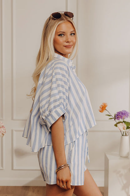 Harbor Chic Stripe Oversized Button Up Top
