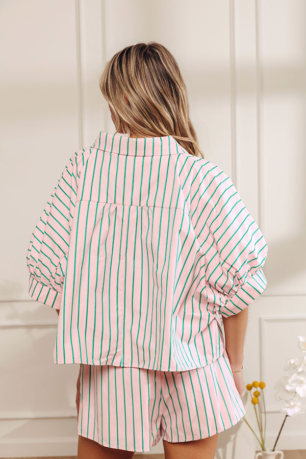 Pretty Stripes Oversized Button Up Top