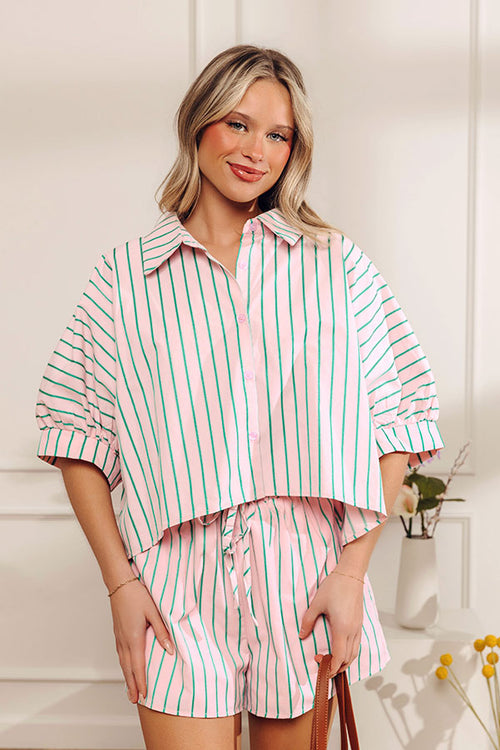 Pretty Stripes Oversized Button Up Top