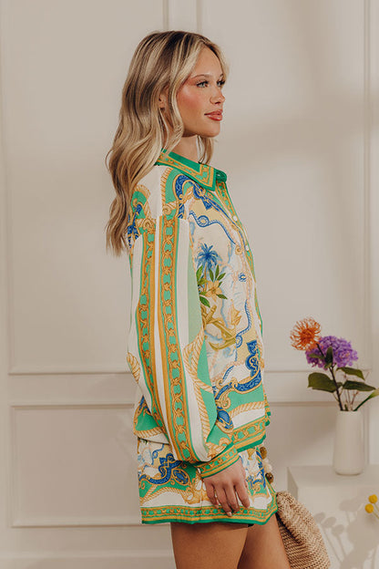 Miami Date Button Up Top in Green