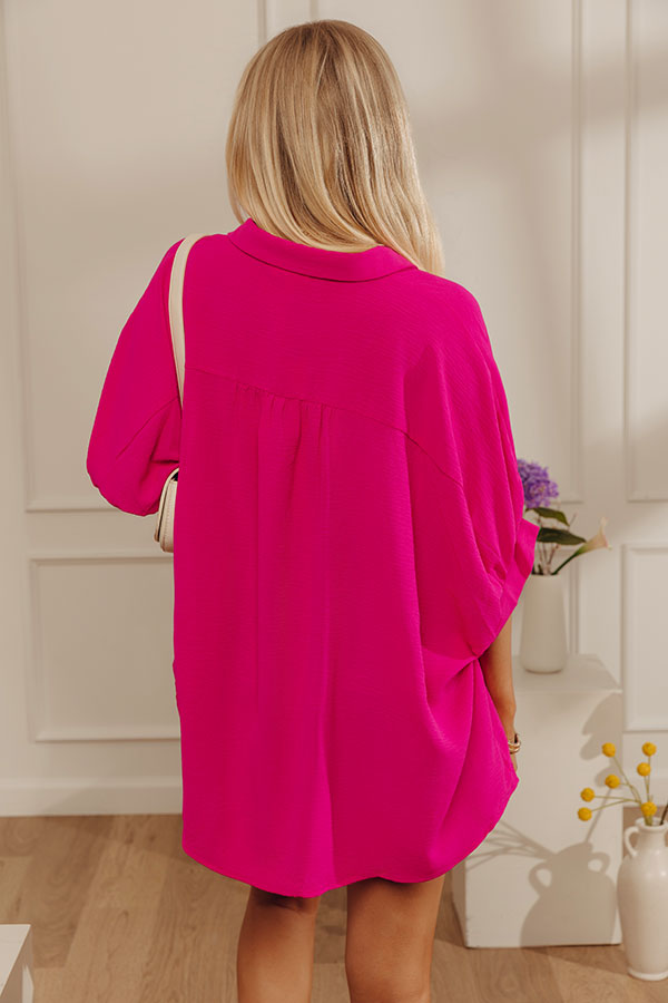 Cheerful Moment Oversized Button Up Top