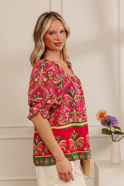 Bright Blooms Floral Shift Top