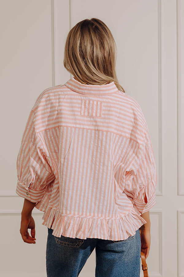 Sunny Side Stripe Button Up Top