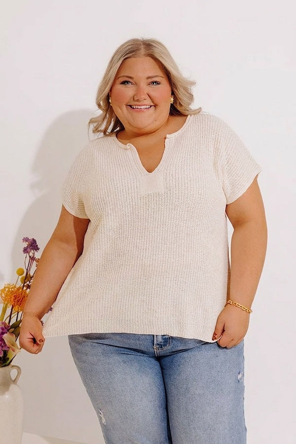 Coastal Cafe Knit Top Curves