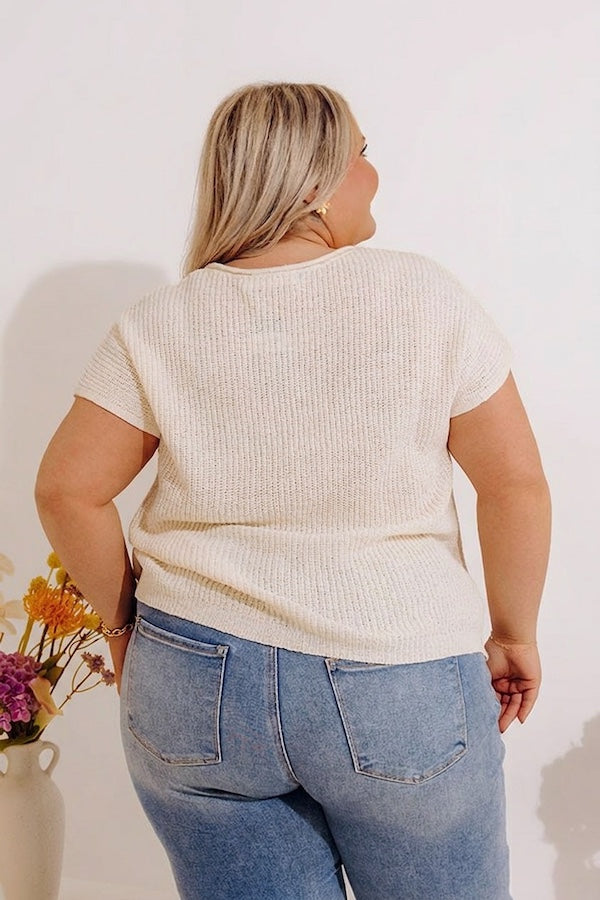 Coastal Cafe Knit Top Curves