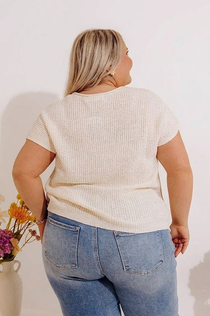 Coastal Cafe Knit Top Curves