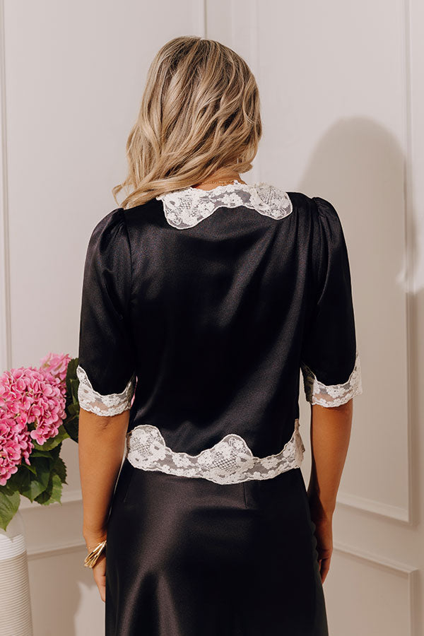 Everyday Romance Satin Lace Trim Top