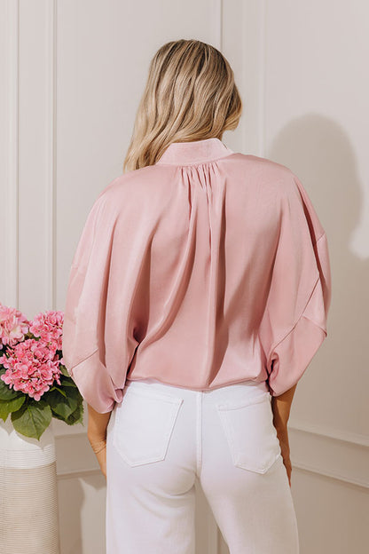 Daily Luxe Satin Quarter Zip Top