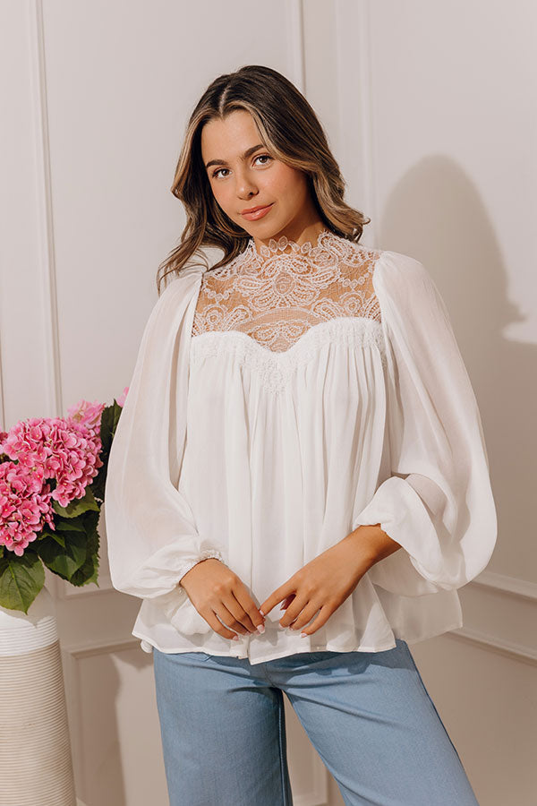 Poise And Polish Chiffon Top in White