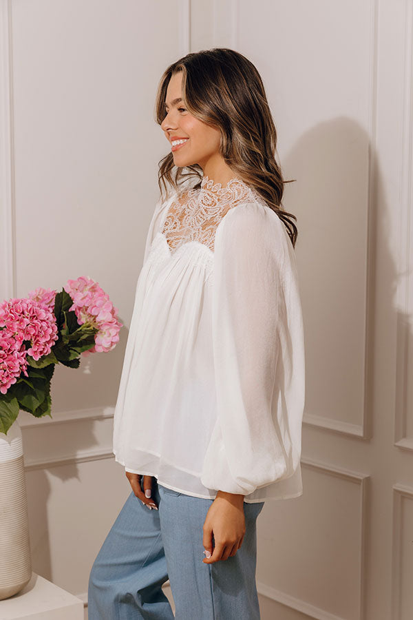Poise And Polish Chiffon Top in White