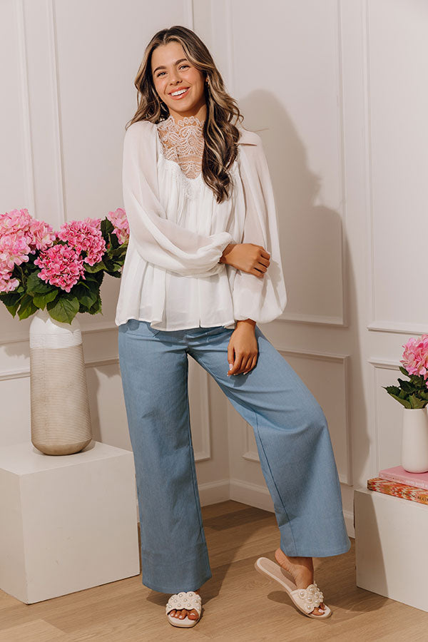 Poise And Polish Chiffon Top in White
