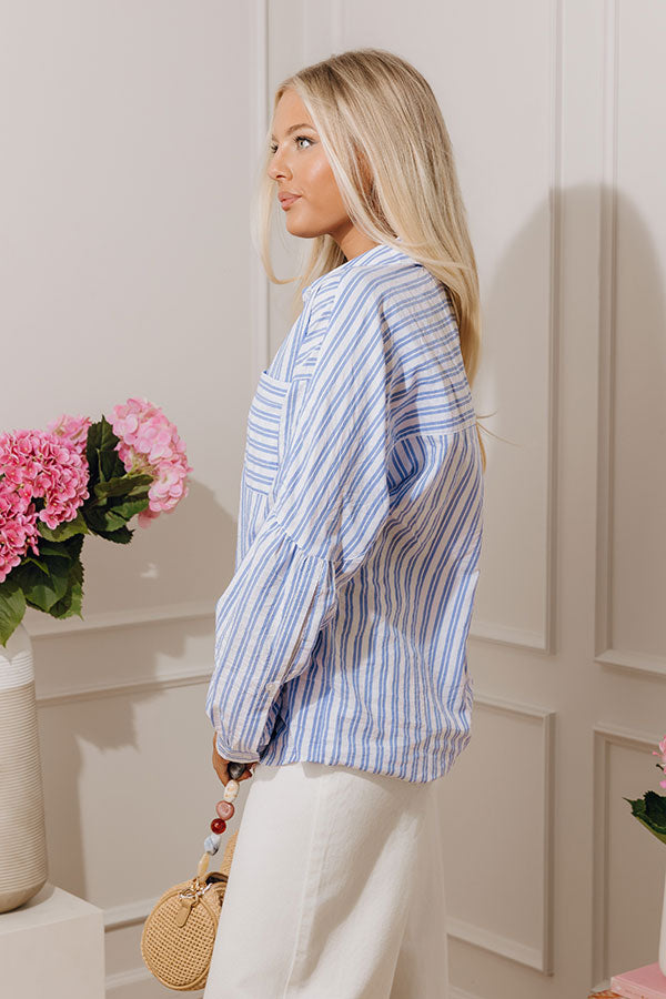 Bold by the Bay Oversized Button Up Top in Light Blue