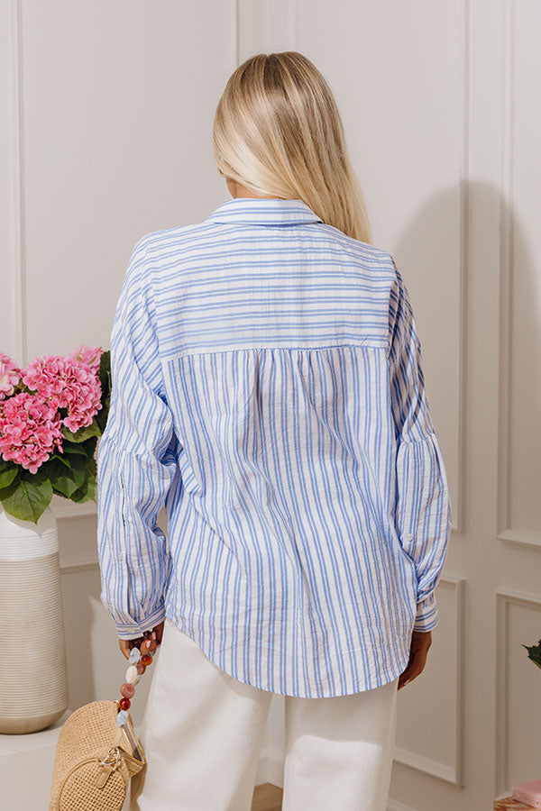 Bold by the Bay Oversized Button Up Top in Light Blue