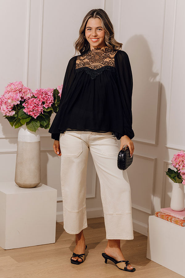 Poise And Polish Chiffon Top in Black
