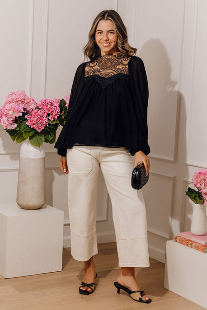 Poise And Polish Chiffon Top in Black