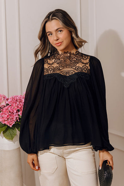 Poise And Polish Chiffon Top in Black