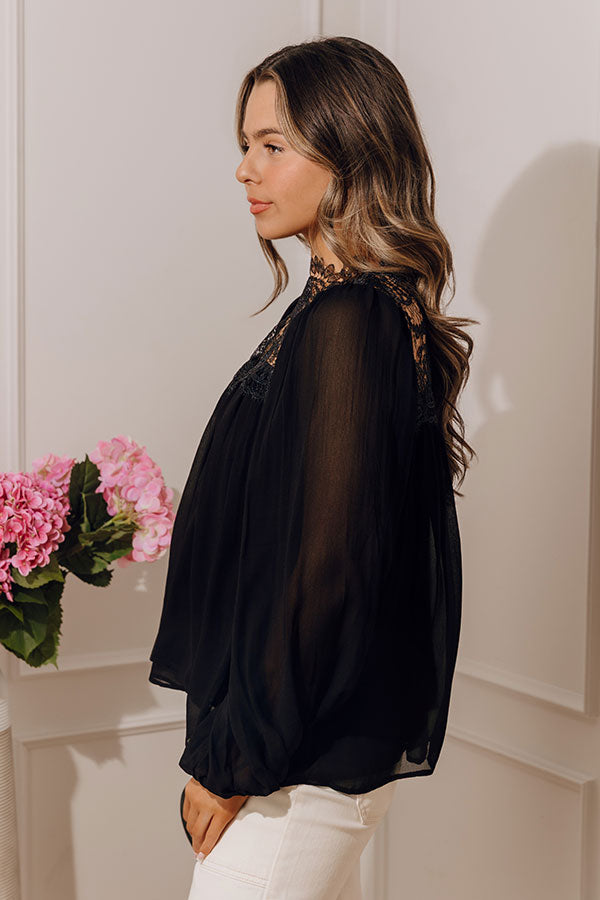 Poise And Polish Chiffon Top in Black