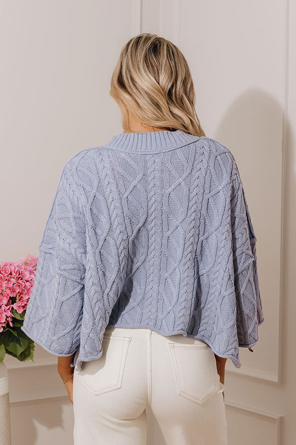 Timeless Charm Cable Knit Sweater Top in Airy Blue