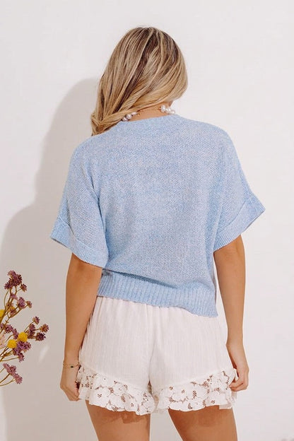Easygoing Charm Knit Top in Sky Blue