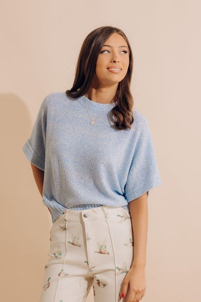 Easygoing Charm Knit Top in Sky Blue