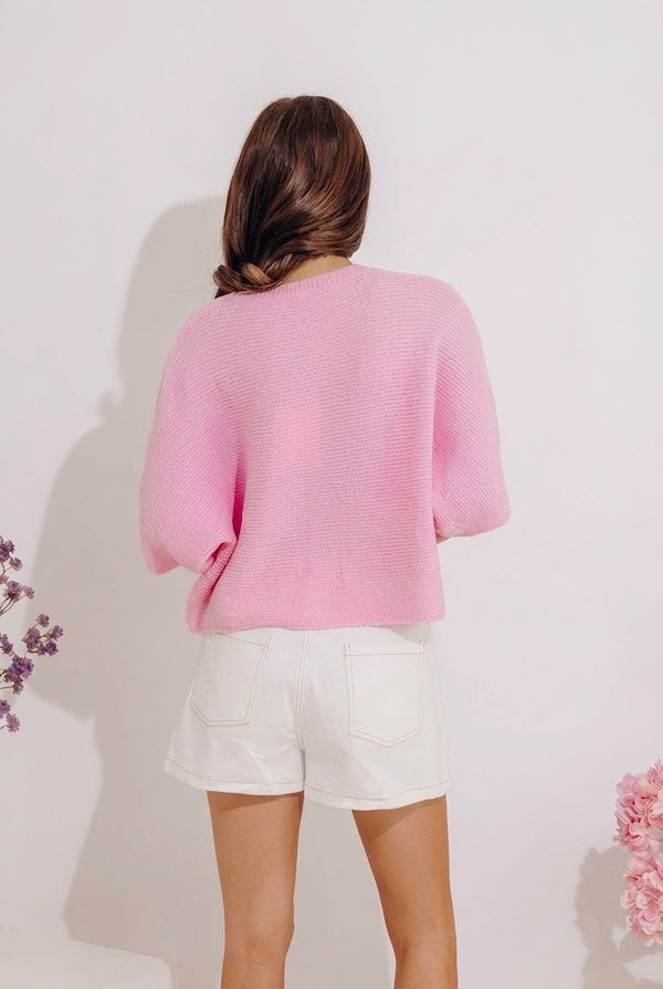 Modern Ease Knit Top in Pink