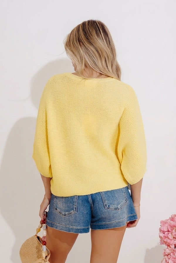 Modern Ease Knit Top in Yellow