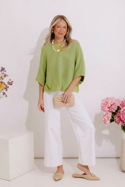 Modern Ease Knit Top in Lime