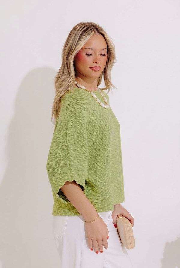 Modern Ease Knit Top in Lime