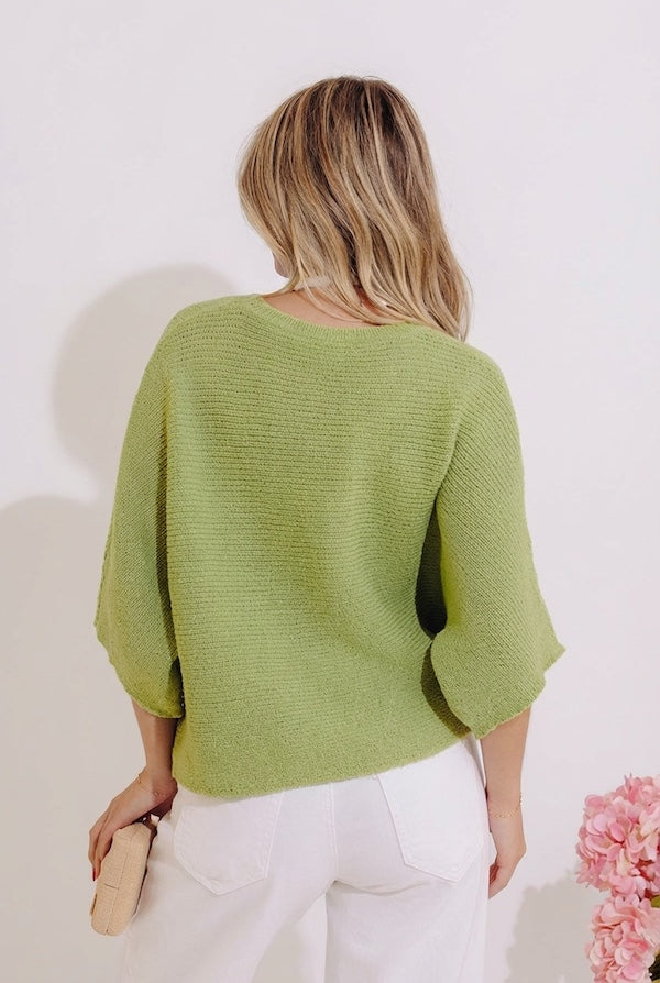 Modern Ease Knit Top in Lime