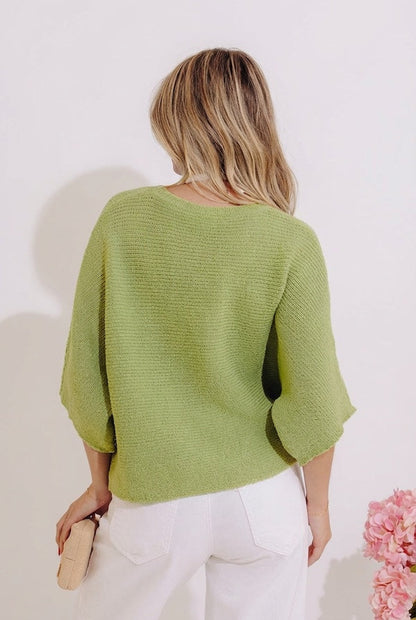 Modern Ease Knit Top in Lime