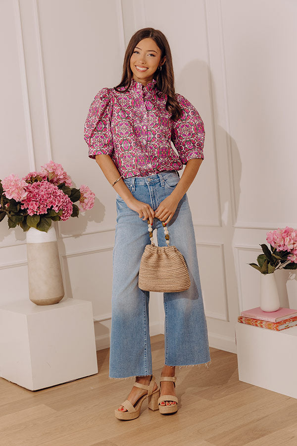 Uptown Pretty Button Up Top