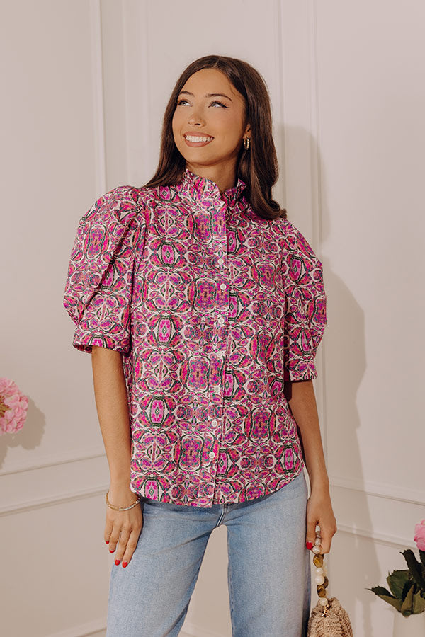 Uptown Pretty Button Up Top