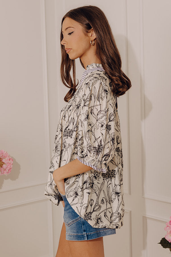 Polished Darling Floral Button Up Top
