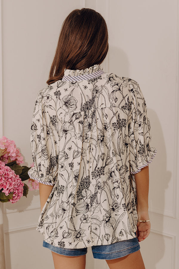 Polished Darling Floral Button Up Top