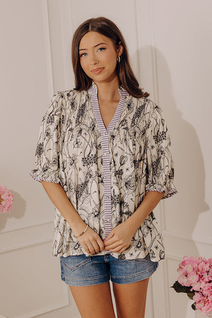 Polished Darling Floral Button Up Top
