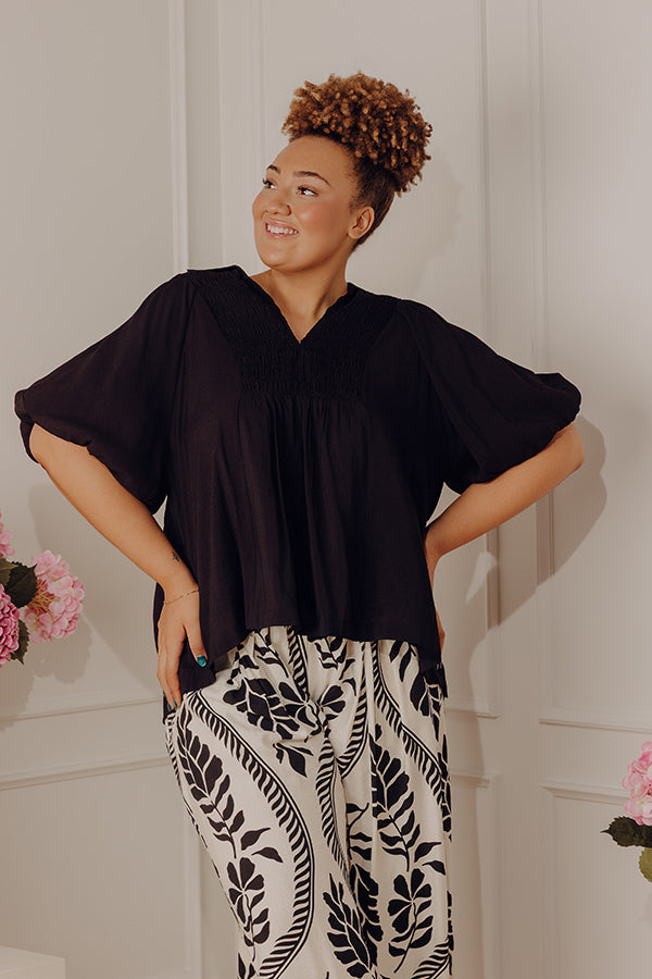 Penthouse Poise Smocked Top Curves