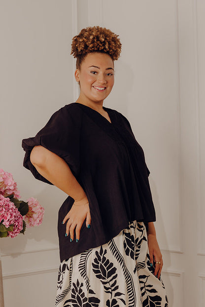 Penthouse Poise Smocked Top Curves