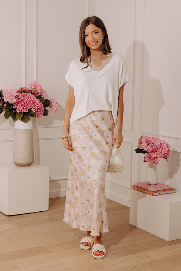 Casual Luxe Lace Trim Knit Top in Ivory
