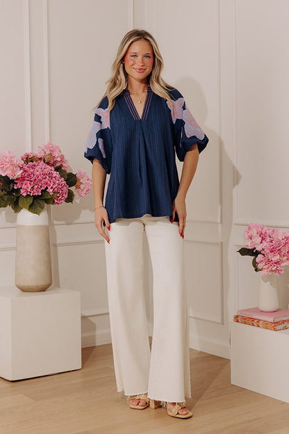 Joyful Moment Floral Embroidered Top
